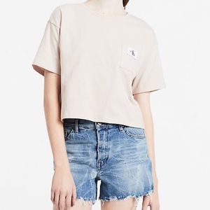 Calvin Klein Logo Cropped Pocket Tee